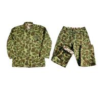 Uniforme mimetica del Pacifico della Seconda Guerra Mondiale Vintage US Field Jacket Pantaloni Replica WWII USMCHBT Tuta mimetica su entrambi i lati (48), Verde, 48