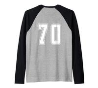 Uniforme numerata Numero 70 Team Junior College Sports Maglia con Maniche Raglan