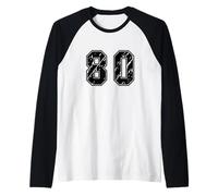 Uniforme numerata Numero 80 Team Junior College Sports Maglia con Maniche Raglan