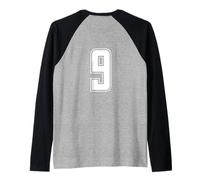 Uniforme numerata Numero 9 Team Junior College Sports Maglia con Maniche Raglan
