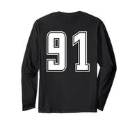 Uniforme numerata Numero 91 Team Junior College Sports Maglia a Manica