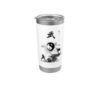 Uniforme per karate, karate, karate, calligrafia Bicchiere termico in acciaio inox doppia parete