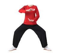 Uniforme tradizionali di arti marziali, Set completo Kung Fu Tai Chi multicolore dalla S alla 6XL(Long Sleeves-red+Black,3XL)