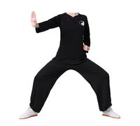 Uniforme tradizionali di arti marziali, Set completo Kung Fu Tai Chi multicolore dalla S alla 6XL(Long Sleeves-black+Black,M)
