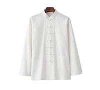Uniforme tradizionali di arti marziali, Tai Chi Uniforme Uomo Cinese Tradizionale Cotone Lino Multicolor Taglie multiple(White,XX-)