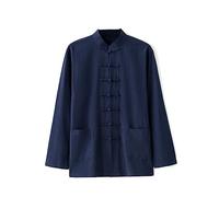 Uniforme tradizionali di arti marziali, Tai Chi Uniforme Uomo Cinese Tradizionale Cotone Lino Multicolor Taglie multiple(Cyan,XL)