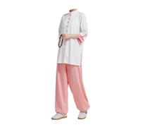 Uniforme tradizionali di arti marziali, Uniforme da donna Tai-Chi Kung Fu in cotone lino bianco blu e bianco rosa taglie dalla XS alla XXL(White Pink,XXL)