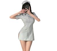 Uniformi da Allattamento Donne Pizzo Prospettiva Abbigliamento Sexy Cosplay Sesso Moda Lingerie Erotica K-Blue with Socks XXL