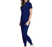 Uniformi Set Scrub Top con scollo a V Pantaloni da jogging Donna Manica