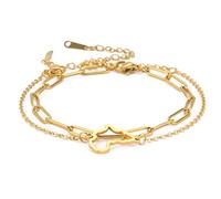 unift Africa Map (Layered) Bracciale per le Donne in Acciaio Inox Hollow Out Charm (Doppio Strato) Bracciale Regolabile Africa Map Continente Gioielli (oro)