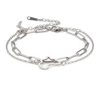 unift Africa Map (Layered) Bracciale per le Donne in Acciaio Inox Hollow Out Charm (Doppio Strato) Bracciale Regolabile Africa Map Continente Gioielli (argento)