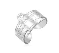 UNIFT Anello con dea di Iside alata per donne e uomini, in acciaio inox, aperto, regolabile, amuleto di protezione antico egiziano, idea regalo
