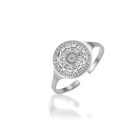 UNIFT Anello con sigillo dei sette Arcangeli, per uomo e donna, in acciaio inox, aperto, regolabile, sigillo di Salomone, protezione cabala, talismano, amuleto, gioiello regalo, Acciaio inossidabile