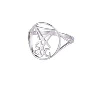 UNIFT Anello con sigillo di Lucifero, per uomo e donna, in acciaio inox, gotico, chiesa di Luciferino, simbolo del diavolo, simbolo del diavolo, anello satana, amuleto, 11, Gemma, Nessuna pietra