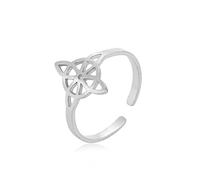 UNIFT Anello da donna con nodo da strega, in acciaio inox, stile geometrico, elegante, chic, irlandese, nodo celtico, anello regolabile, amuleto da stregoneria, Acciaio inossidabile, Nessuna pietra