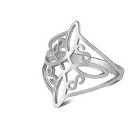 unift Anello di Nodo Delle Streghe per le Donne in Acciaio Inox Celtico Quaternario Wiccan Stile Geometrico Anello di Nodo Delle Streghe Amuleto Stregone Gioielli Regalo (7, scheggia)