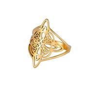 UNIFT Anello nodo di strega da donna in acciaio inox chic elegante stile geometrico stregoneria celtica Trinità anello Wiccan gioielli regalo festa della mamma compleanno, 9, Acciaio inossidabile