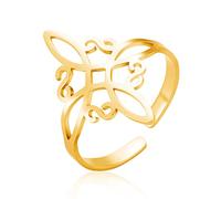 UNIFT Anello nodo di strega per donna in acciaio inossidabile stile geometrico elegante chic irlandese nodo celtico anello regolabile stregoneria amuleto gioielli, Acciaio inossidabile, Nessuna pietra