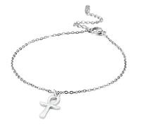 unift Bracciale a croce Ankh per le donne Ragazza Acciaio inossidabile Chiave egiziana della vita Bracciale a croce Caviglia Moda Charm Ankh Croce Amuleto Gioielli (Argento)