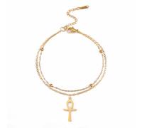 unift Bracciale a croce Ankh per le donne Ragazza Acciaio inossidabile Chiave egiziana della vita Bracciale a croce Caviglia Moda Charm Ankh Croce Amuleto Gioielli (Oro 1)