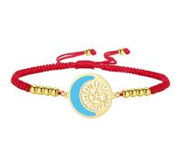 unift Bracciale con luna crescente e sole per donna in acciaio inossidabile con ciondolo pentagramma soprannaturale Regali di gioielli per il compleanno (oro-R)