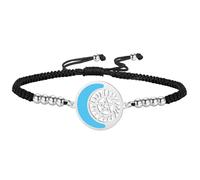 unift Bracciale con luna crescente e sole per donna in acciaio inossidabile con ciondolo pentagramma soprannaturale Regali di gioielli per il compleanno (argento-B)