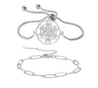 unift Bracciale Cubo di Metatron per donne uomini in acciaio inossidabile Bracciale cubo dell'Arcangelo Metatron Geometria Sacra Talismano Gioielli, Taglia unica, Acciaio inossidabile, Nessuna pietra