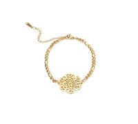 unift Bracciale Om Loto per le Donne Acciaio Inossidabile Simbolo Indù Om Loto Fiore Bracciale Regolabile Yoga Meditazione Amuleto (oro 1)