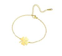 unift Bracciale Quadrifoglio per Donne Bracciali Regolabili in Acciaio Inox con Trifoglio Fortunato Gioielli Irlandesi Regali per il Giorno di San Patrizio (Oro 1)