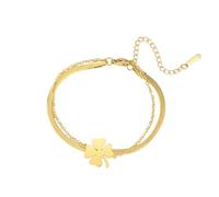 unift Bracciale Quadrifoglio per Donne Bracciali Regolabili in Acciaio Inox con Trifoglio Fortunato Gioielli Irlandesi Regali per il Giorno di San Patrizio (Oro 4)