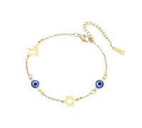 UNIFT Braccialetto del malocchio con Chai ebraico Life & Star of David, per donne e uomini, in acciaio inox, benedizione ebraica che protegge la cattiva energia e la fortuna, regalo, Una talla