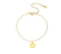 unift Bracciali di Fiori per le Donne in Acciaio Inox Scavare Semplice Cinque Petali Braccialetto Fiore Trendy Gioielli Regali (oro 3)