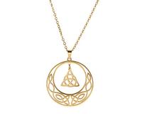 UNIFT Celtic Trinity Triquetra Knot Collana per donne e uomini in acciaio inossidabile irlandese scava fuori rotondo nodo celtico collana a doppio strato gioielli fortunati regali di Natale, 30 x 32