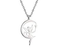 unift Collana a strati con ciondolo a forma di luna crescente, per donne e ragazze, in acciaio inox, con angelo custode e mezzaluna, idea regalo per principessa (argento 1), acciaio inossidabile,
