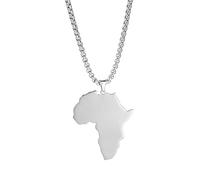 UNIFT Collana africana da uomo e donna, in acciaio inox, minimalista, etnica, chic, Africa, madrepatria, continente, Continente, collana hip hop, Acciaio inossidabile, Nessuna pietra preziosa