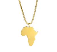 UNIFT Collana con ciondolo a forma di mappa africana per donne e uomini, in acciaio inossidabile, minimalista, etnica, chic, Africa, patria, continente, contorno, collana, gioielli hiphop, 3,4 x 2,8
