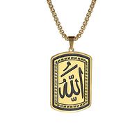 UNIFT Collana con ciondolo Allah per Uomini e Donne in Acciaio Inox, elegante charm islamico musulmano con medaglione pendente in arabo Gioielleria, One Size, Acciaio inossidabile, Non pietra preziosa
