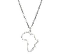 unift Collana con Ciondolo Mappa per Donna Uomo Scava Fuori Fascino Mappa Africa Contorno Ciondolo Collane Gioielli (argento 3)