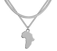 unift Collana con Ciondolo Mappa per Donna Uomo Scava Fuori Fascino Mappa Africa Contorno Ciondolo Collane Gioielli (argento)