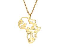 unift Collana con Ciondolo Mappa per Donna Uomo Scava Fuori Fascino Mappa Africa Contorno Ciondolo Collane Gioielli (Oro 5)
