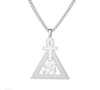 unift Collana con croce Ankh e piramide Eye of Horus per donna e uomo in acciaio inossidabile, gioiello amuleto dell'antico Egitto, idea regalo (argento)