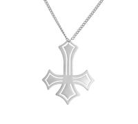 unift Collana con Croce Rovesciata per Uomini Donne Acciaio Inossidabile Simbolo Satanico Classico San Pietro Croce Rovesciata Collana con Ciondolo Gioielli Religiosi (Argento)