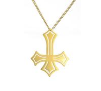 unift Collana con Croce Rovesciata per Uomini Donne Acciaio Inossidabile Simbolo Satanico Classico San Pietro Croce Rovesciata Collana con Ciondolo Gioielli Religiosi (Oro)