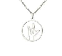 UNIFT Collana con gesto della mano per donne e uomini, in acciaio inox, con scritta "I Love You/OK/Thumbs Up Edgy Bold Punk Rock Jewelry Gifts, one size, Acciaio inossidabile, Nessuna pietra preziosa