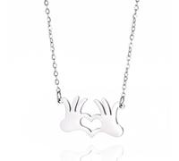 unift Collana con il Simbolo Delle Mani a Cuore per le Donne Acciaio Inossidabile Mani Ingegnose per l'amore Gesto Del Cuore Collana di Gioielli Regalo di San Valentino (Argento)