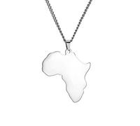 UNIFT Collana con Mappa Africana per Donne e Uomini in Acciaio Inossidabile Minimalista Etnica Chic Africa Madrepatria Continente Contorno Ciondolo Collana Gioielli Hiphop, Acciaio inossidabile