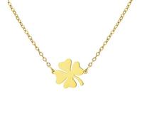 unift Collana con quadrifoglio per donne Acciaio inossidabile Semplice e delicato Simbolo fortunato Ciondolo quadrifoglio Collana Amuleto Gioielli Regali per il giorno di San Patrizio (Oro)