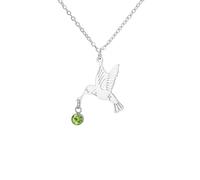 UNIFT Collana da donna a forma di colibrì, in acciaio inox, con ciondolo a forma di uccellino, con cristalli verdi, ispirato alla natura, regalo di compleanno o di Natale per la persona amata