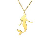 UNIFT Collana da donna a forma di sirena, in acciaio inox, a forma di cuore, con ciondolo a forma di sirena, gioiello delicato oceano, regolabile, in acciaio inossidabile, senza pietre preziose