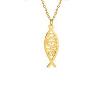 UNIFT Collana da donna con ciondolo a forma di pesce di Gesù, in acciaio inox, con simbolo della fede cristiana, gioiello religioso, regalo ispiratore, Acciaio inossidabile, Nessuna pietra preziosa